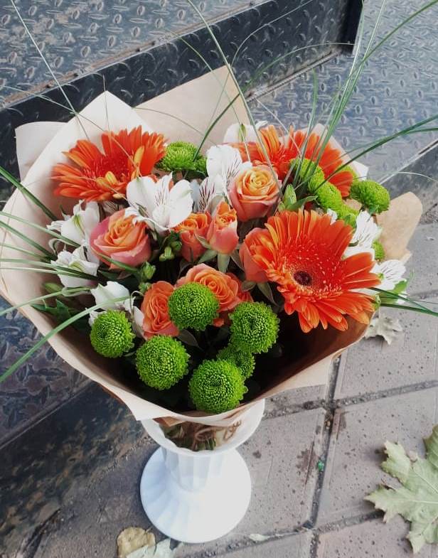 Букет цветов из: Герберы, Хризантемы, Альстромерии и Розы в Аничково