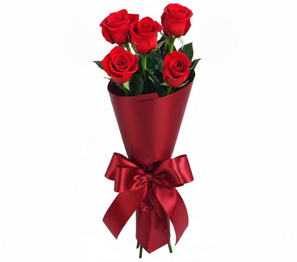 Букет 5 Красных роз Эдлесс Лав в Аничково