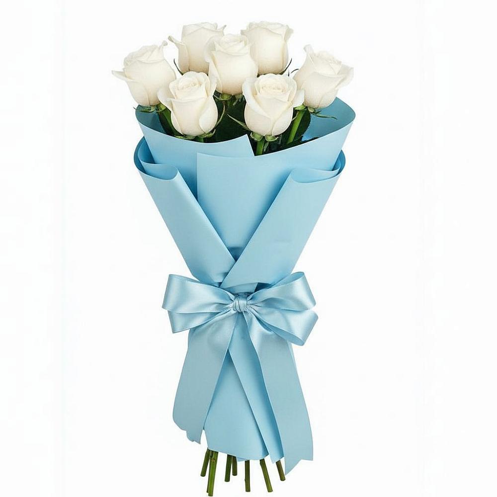 Букет 7 белых роз Проуд в Аничково