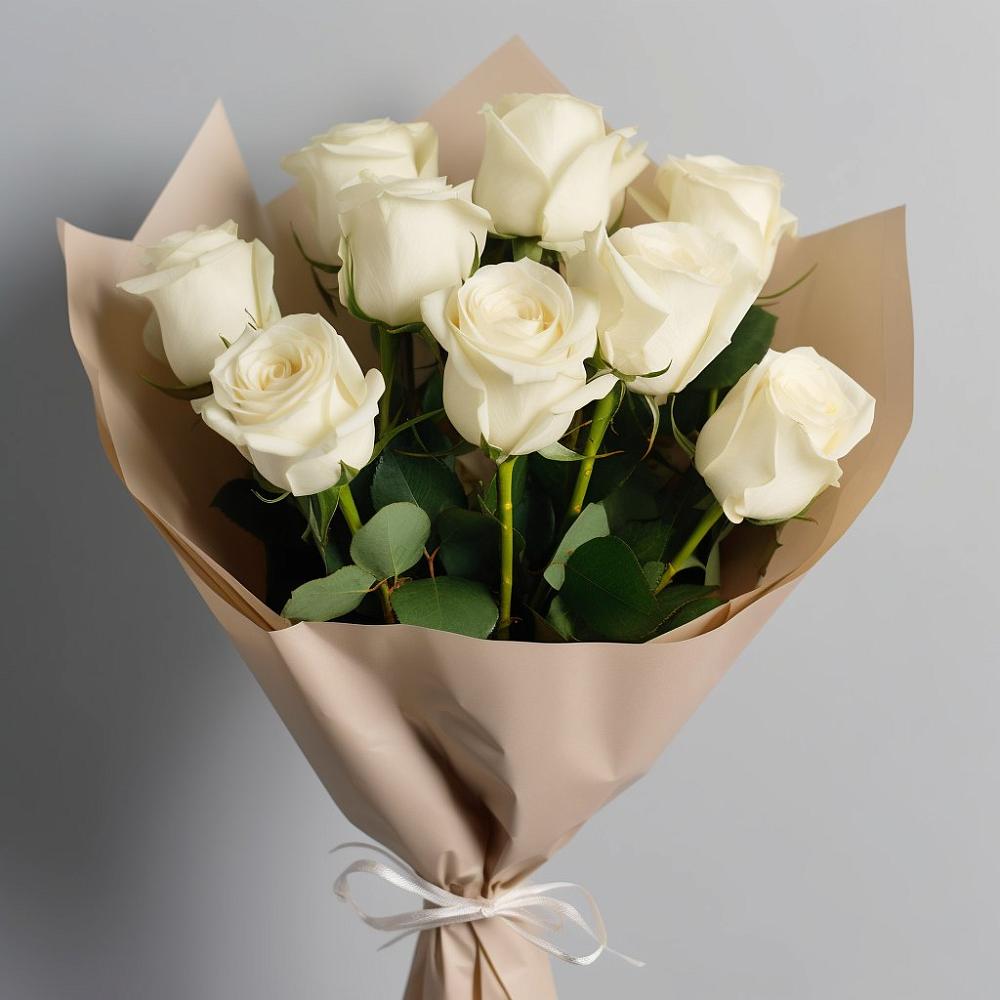 Букет 9 Белых роз Эдлесс Лав в Аничково