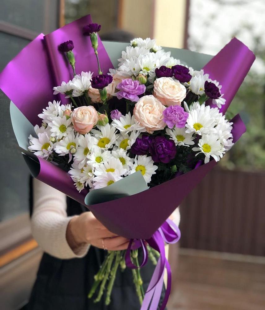 Букет цветов из: Хризантемы, Гвоздики и Розы в Аничково