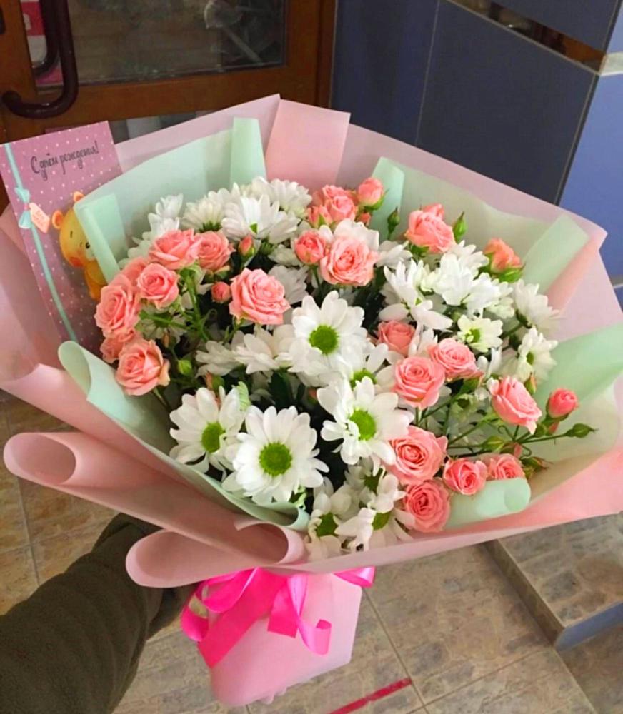 Букет цветов из: Розы и Хризантемы в Аничково