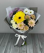 Букет цветов из:  Розы, Герберы и Хризантемы #REPLACE_PRED# Аничково
