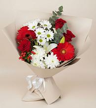 Букет цветов из:  Розы, Хризантемы, Герберы и Лилии в Аничково