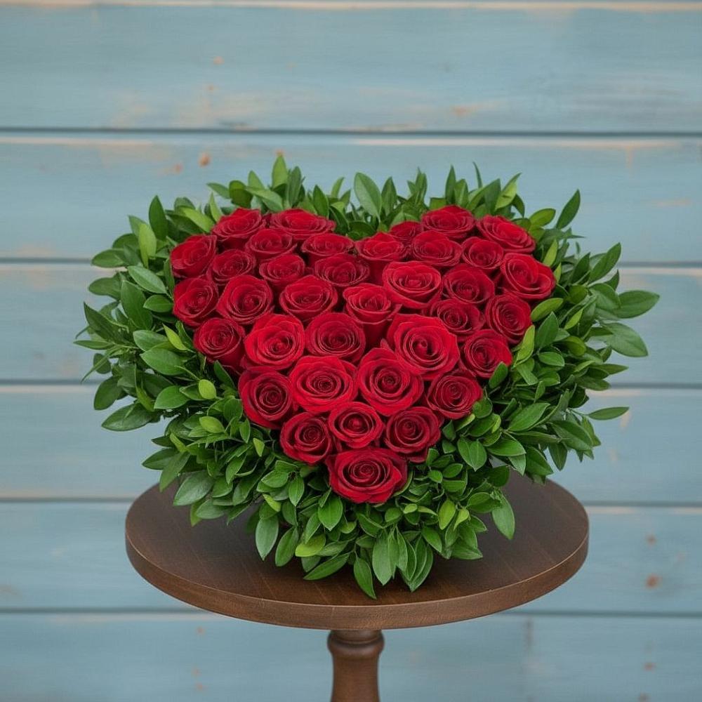 Цветочная композиция из Розы в виде сердца в Аничково