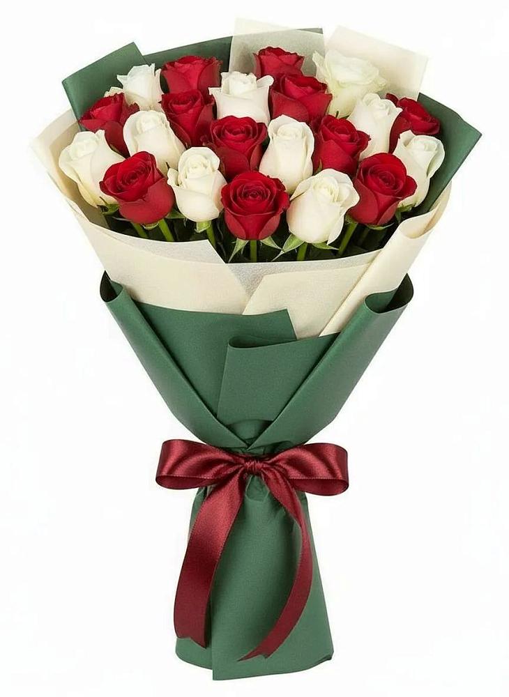 Букет Микс из красных и белых роз в Аничково