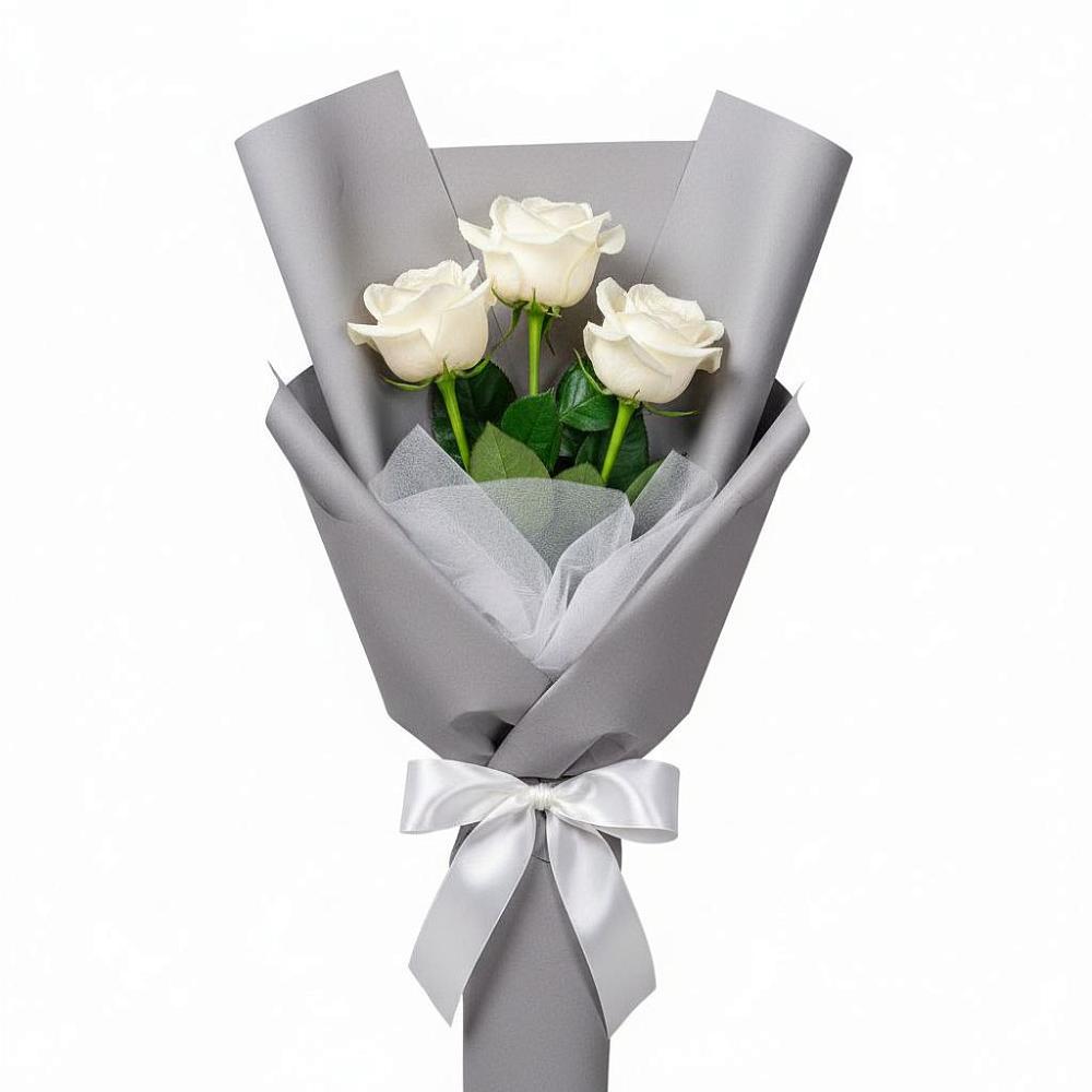 Букет 3 белые розы в Аничково