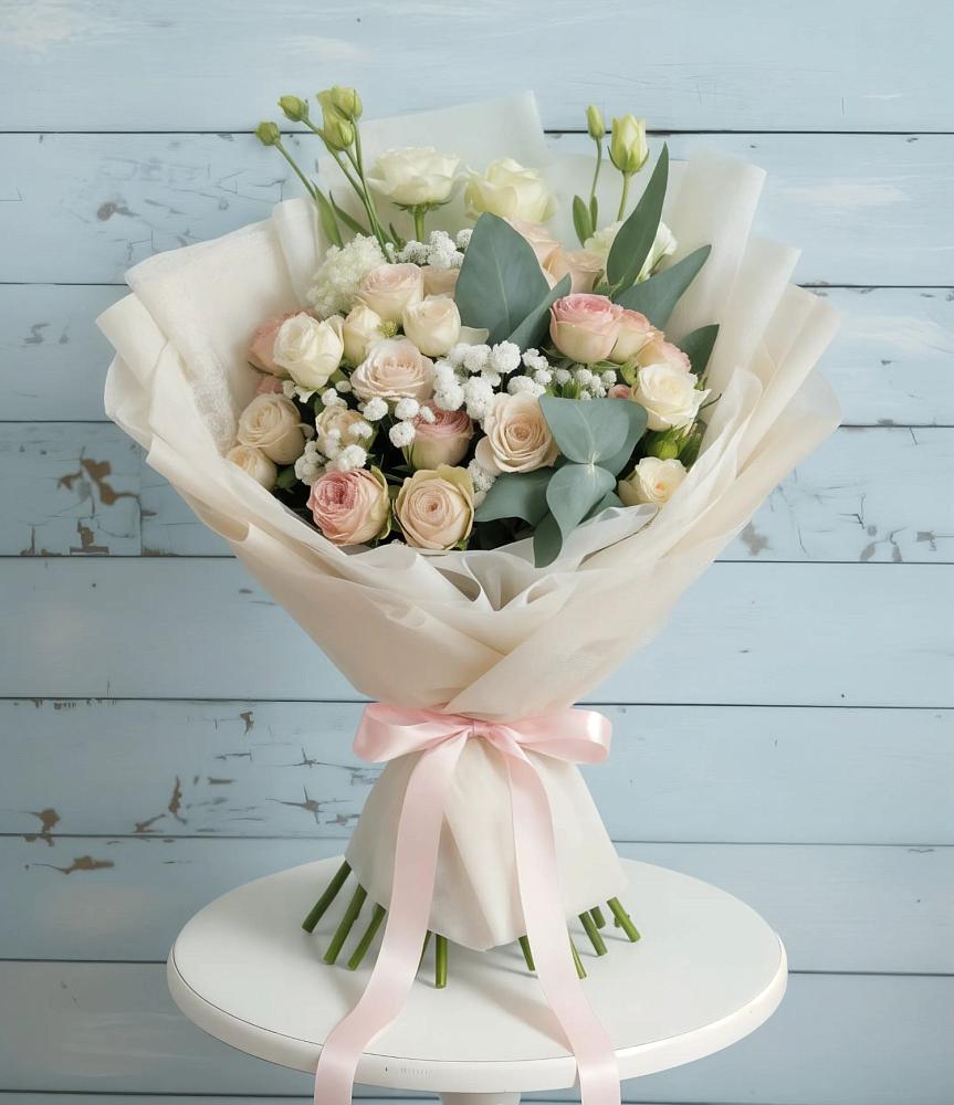 Букет цветов из: Розы и Лизиантусы в Аничково