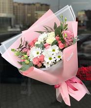 Букет цветов из:  Розы, Лизиантусы и Хризантемы в Аничково