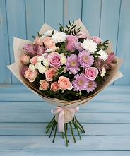 Букет цветов из:  Хризантемы, Розы и Альстромерии в Аничково