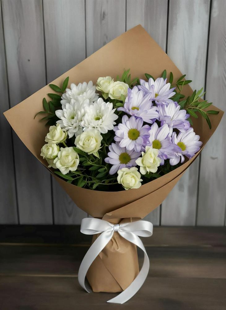 Букет цветов из: Хризантемы и Розы в Аничково