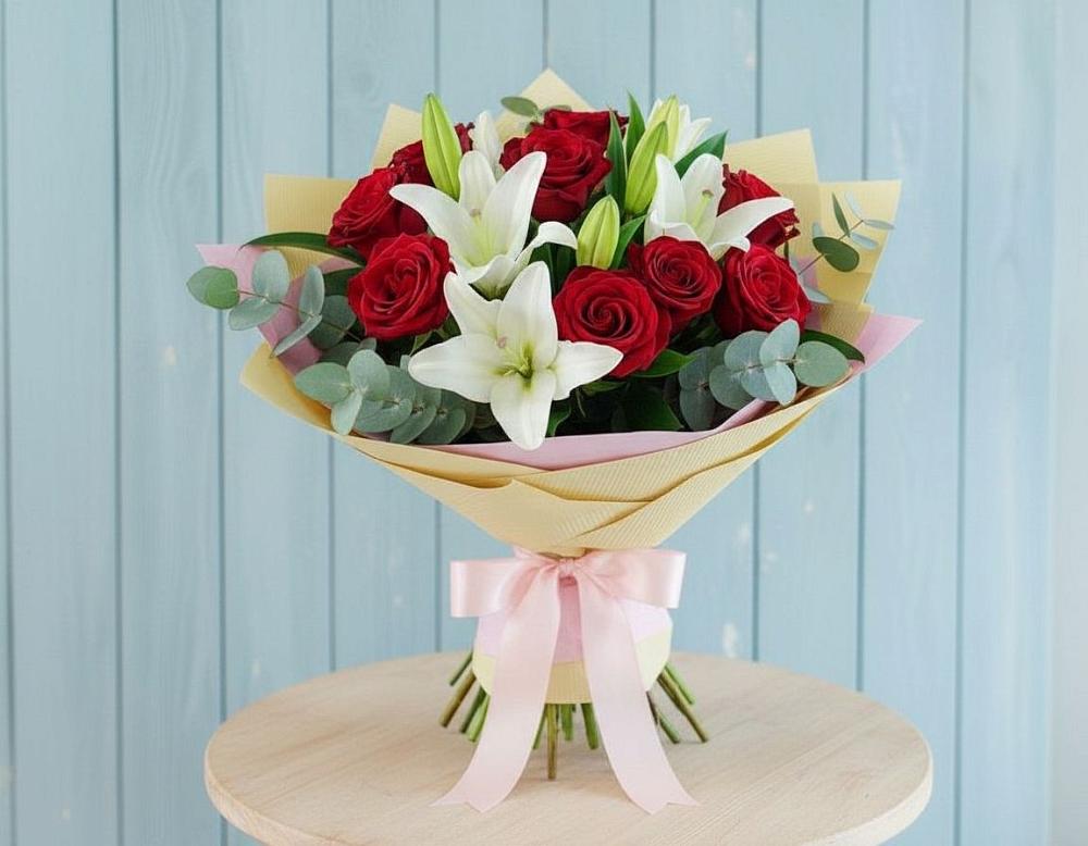 Букет цветов из: Лилии и Розы в Аничково